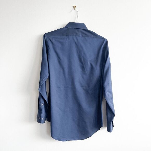 Calvin Klein Mens Dress Shirt Slim Fit Button Down Long Sleeve Blue Size 15 - Picture 2 of 9